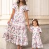 Zoie Pink Floral Tiered Little Girl Dress