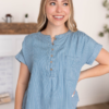 Zuri Striped Chambray Top
