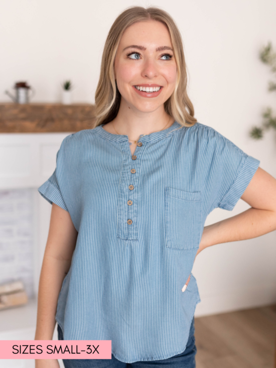 Zuri Striped Chambray Top