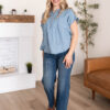 Zuri Striped Chambray Top