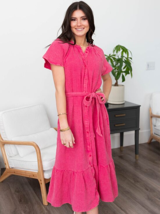 Zya Pink Button Down Dress