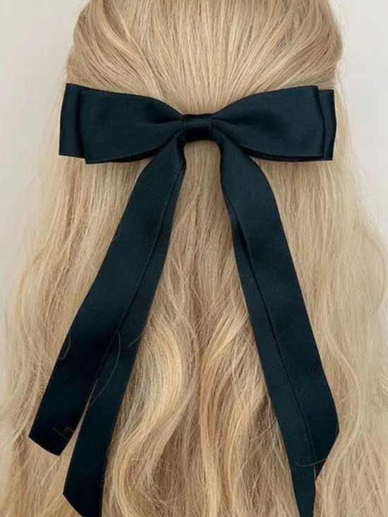Zaria Black Double Ribbon Bow