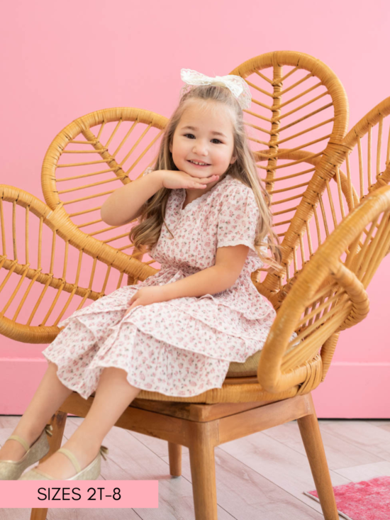 Mira Blush Rose Tiered Ruffle Little Girl Dress